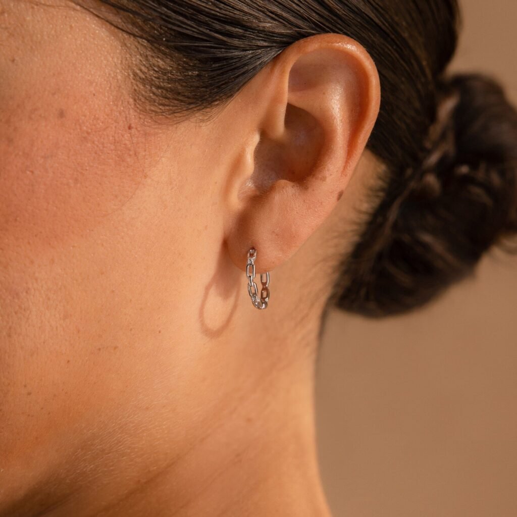 The Karat Store Diamond Link Hoops Earring