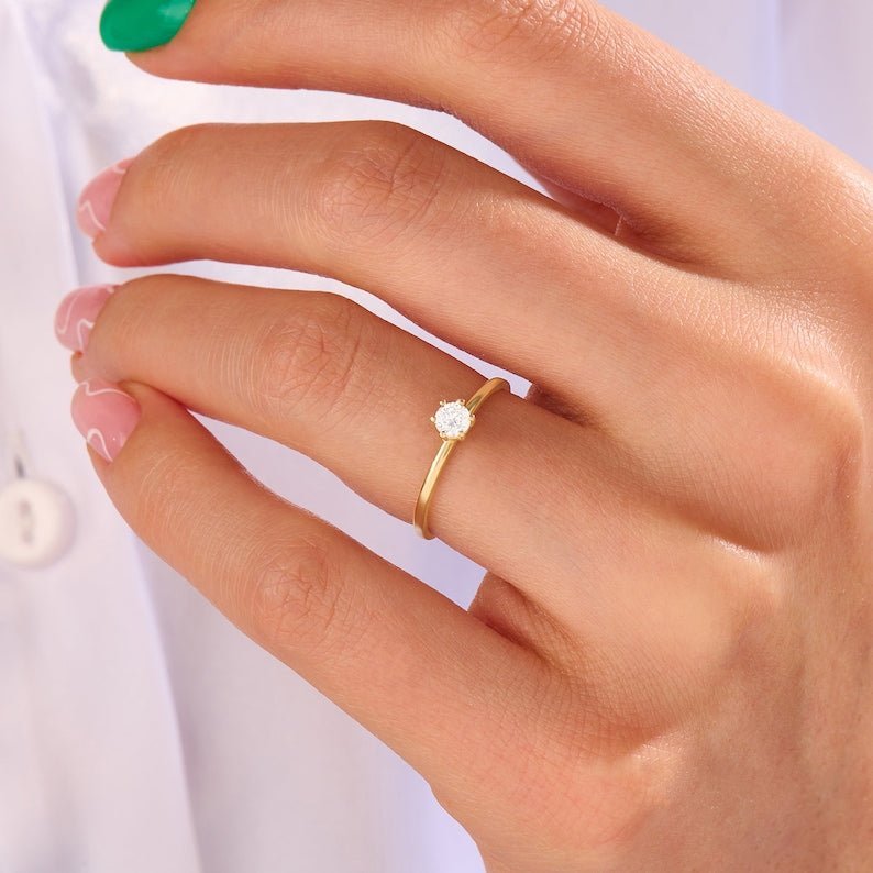 The Karat Store Diamond Simple Engagement Ring | 925 Sterling Silver Ring