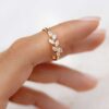 Leaf-inspired minimalist ring with a slim gold-plated profile