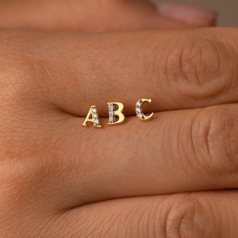 The Karat Store Personalized Diamond Letter Stud Earring