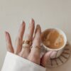 Elegant heart ring in thick gold-plated sterling silver