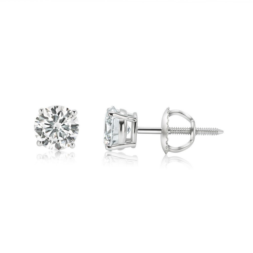 The Karat Store925 Sterling Silver Diamond 4-Prong Screwback Stud Earring