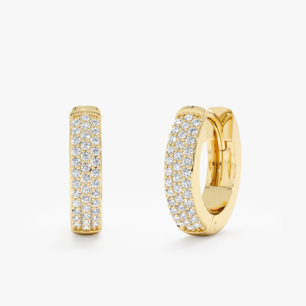 Thick Paved Diamond Hoop Earrings