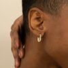 Thick U Shape Diamond Hoops - Image 3
