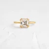 Threaded ring with Asscher cut diamond and textured band