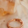 Slim stacking ring with triple-bead detail and pave CZ accents