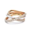 Tricolor 925 Sterling Silver and Diamond Twist Ring
