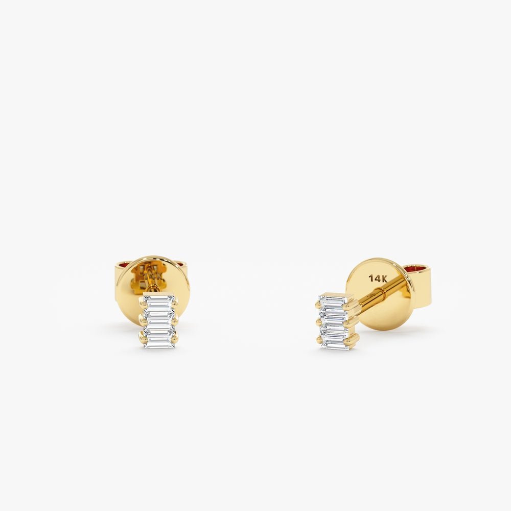 Triple Baguette Diamond Studs