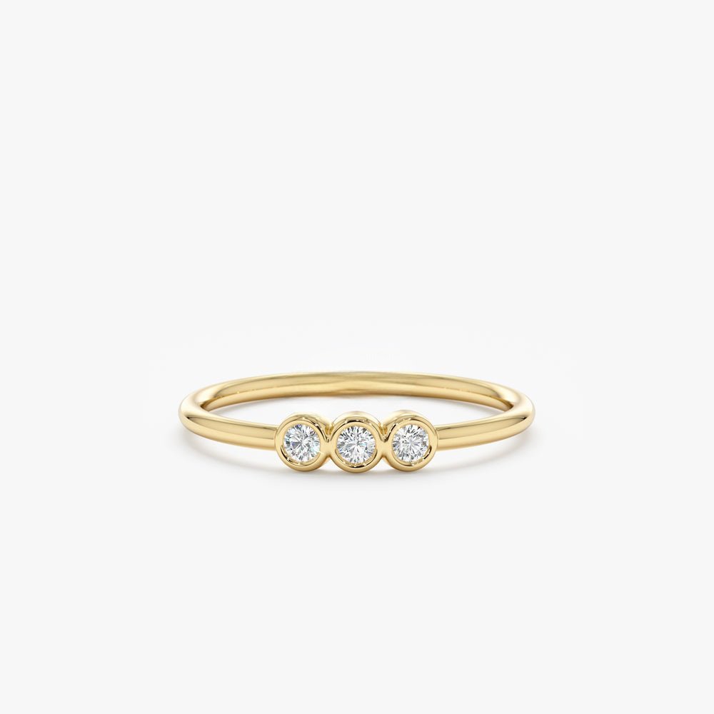 925 Sterling Silver Triple Bezel Diamond Ring