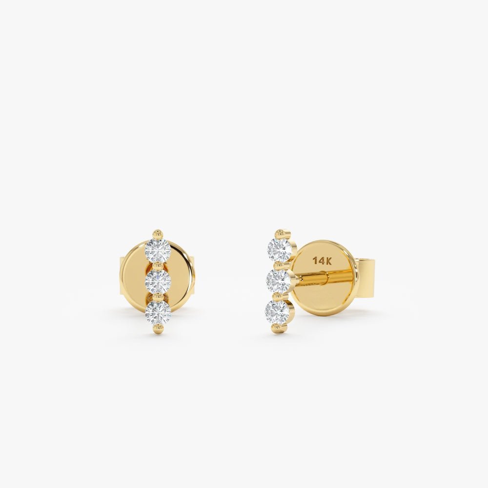 Triple Diamond Bar Studs