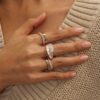 925 sterling silver wedding band with pave CZ diamonds