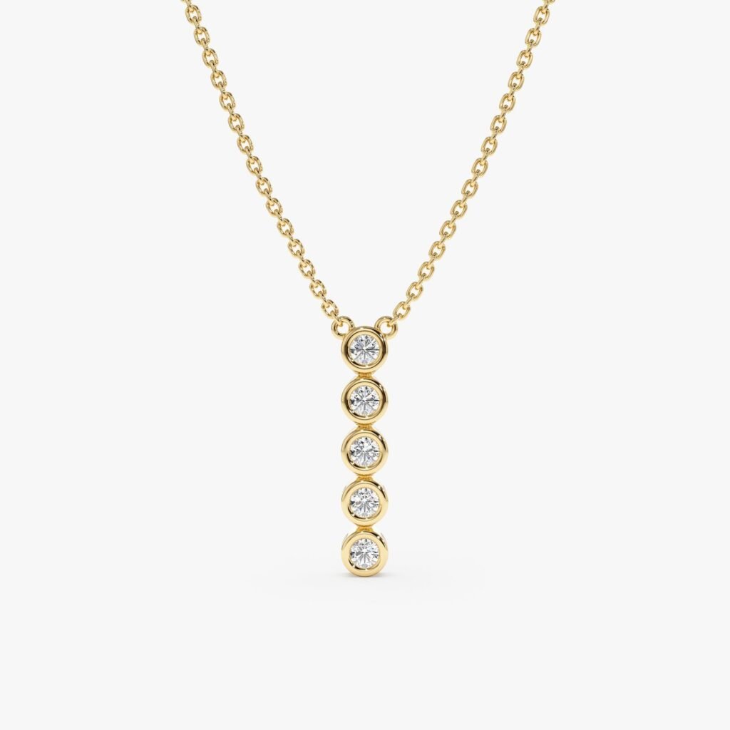 Vertical Diamond Bezel Bar Necklace