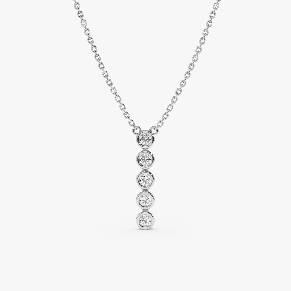 Vertical Diamond Bezel Bar Necklace - Image 2