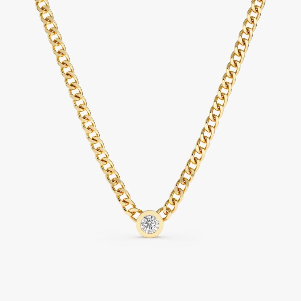 White Diamond Cuban Chain Necklace
