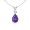 925 Sterling Silver 1.12CT. Amethyst Pear Shape Diamond Pendant