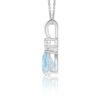 925 Sterling Silver 1.12CT. Aquamarine Pear Shape Diamond Pendant - Image 2