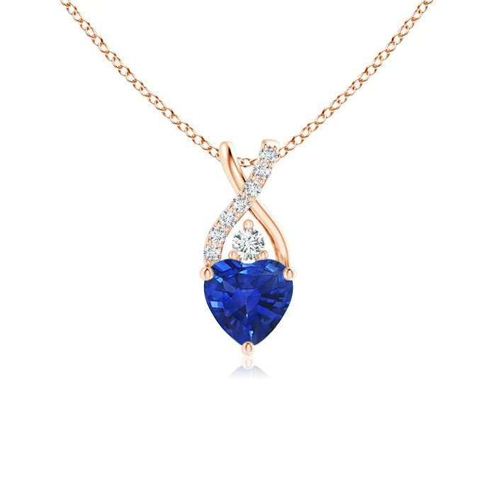 925 Sterling Silver 1.16CT. Solitaire Heart Sapphire and White Sapphire Pendant