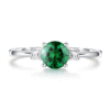 925 Sterling Silver 1.5CT. Classic Three Stone Emerald and White Sapphire Ring