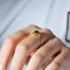 925 Sterling Silver 1.5CT. Classic Three Stone Emerald and White Sapphire Ring - Image 13