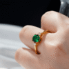 925 Sterling Silver 1.5CT. Classic Three Stone Emerald and White Sapphire Ring - Image 15