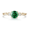 925 Sterling Silver 1.5CT. Classic Three Stone Emerald and White Sapphire Ring - Image 2