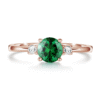 925 Sterling Silver 1.5CT. Classic Three Stone Emerald and White Sapphire Ring - Image 3