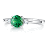 925 Sterling Silver 1.5CT. Classic Three Stone Emerald and White Sapphire Ring - Image 4