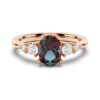 925 Sterling Silver 1.5CT. Oval Alexandrite Engagement Diamond Ring Accents