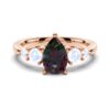 925 Sterling Silver 1.5CT. Pear Shaped Alexandrite Engagement Ring Moonstone Accents