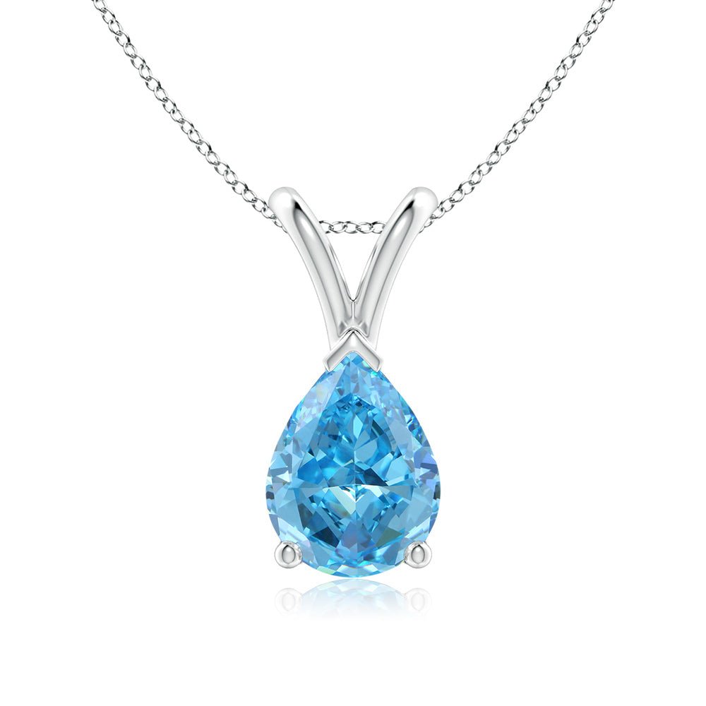 925 Sterling Silver 1.5CT. Pear Shaped Aquamarine Solitaire Pendant