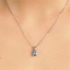 925 Sterling Silver 1.5CT. Pear Shaped Aquamarine Solitaire Pendant - Image 3