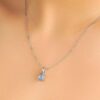 925 Sterling Silver 1.5CT. Pear Shaped Aquamarine Solitaire Pendant - Image 4