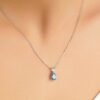 925 Sterling Silver 1.5CT. Pear Shaped Aquamarine Solitaire Pendant - Image 5