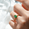925 Sterling Silver 1.5CT. Pear Shaped Emerald Ring White Sapphire Halo Accents - Image 13
