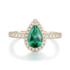 925 Sterling Silver 1.5CT. Pear Shaped Emerald Ring White Sapphire Halo Accents - Image 2