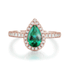 925 Sterling Silver 1.5CT. Pear Shaped Emerald Ring White Sapphire Halo Accents - Image 3