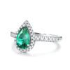 925 Sterling Silver 1.5CT. Pear Shaped Emerald Ring White Sapphire Halo Accents - Image 4