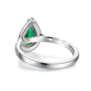 925 Sterling Silver 1.5CT. Pear Shaped Emerald Ring White Sapphire Halo Accents - Image 6