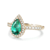 925 Sterling Silver 1.5CT. Pear Shaped Emerald Ring White Sapphire Halo Accents - Image 7