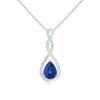 925 Sterling Silver 1.61CT. Twisted Infinity Floating Blue Sapphire Drop Pendant