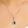 925 Sterling Silver 1.61CT. Twisted Infinity Floating Blue Sapphire Drop Pendant - Image 3