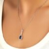 925 Sterling Silver 1.61CT. Twisted Infinity Floating Blue Sapphire Drop Pendant - Image 4