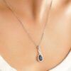 925 Sterling Silver 1.61CT. Twisted Infinity Floating Blue Sapphire Drop Pendant - Image 5
