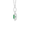 925 Sterling Silver 1.64CT. Floral Halo Oval Emerald Pendant - Image 2