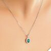 925 Sterling Silver 1.64CT. Floral Halo Oval Emerald Pendant - Image 5