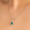925 Sterling Silver 1.69CT. Vintage Style Oval Emerald Halo Pendant - Image 4