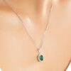 925 Sterling Silver 1.69CT. Vintage Style Oval Emerald Halo Pendant - Image 5