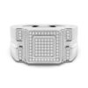 925 Sterling Silver 12MM Diamond Micro Pave Square Stepped Men Wedding Ring
