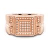 925 Sterling Silver 12MM Diamond Micro Pave Square Stepped Men Wedding Ring - Image 3