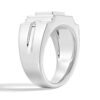 925 Sterling Silver 12MM Diamond Micro Pave Square Stepped Men Wedding Ring - Image 4